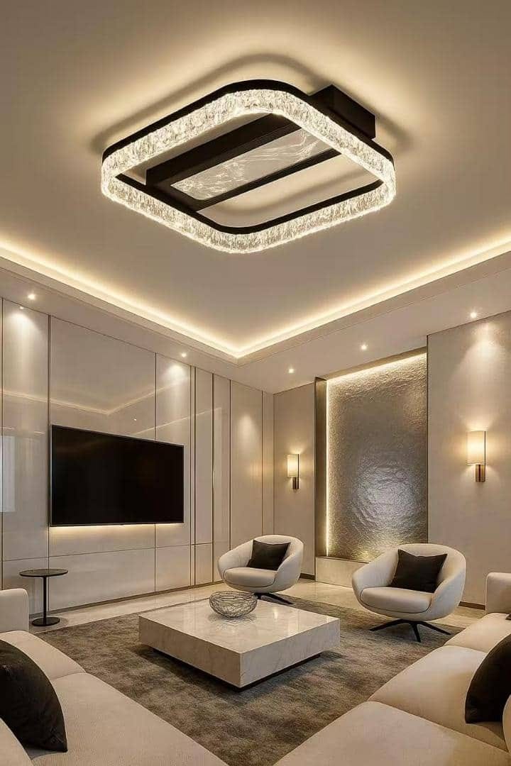 Crystal Square Flush Ceiling Light