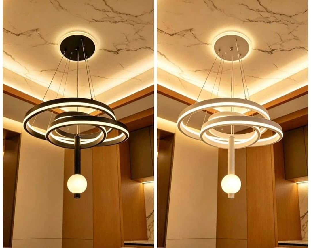 Spiral Ring Chandelier with Globe Drop