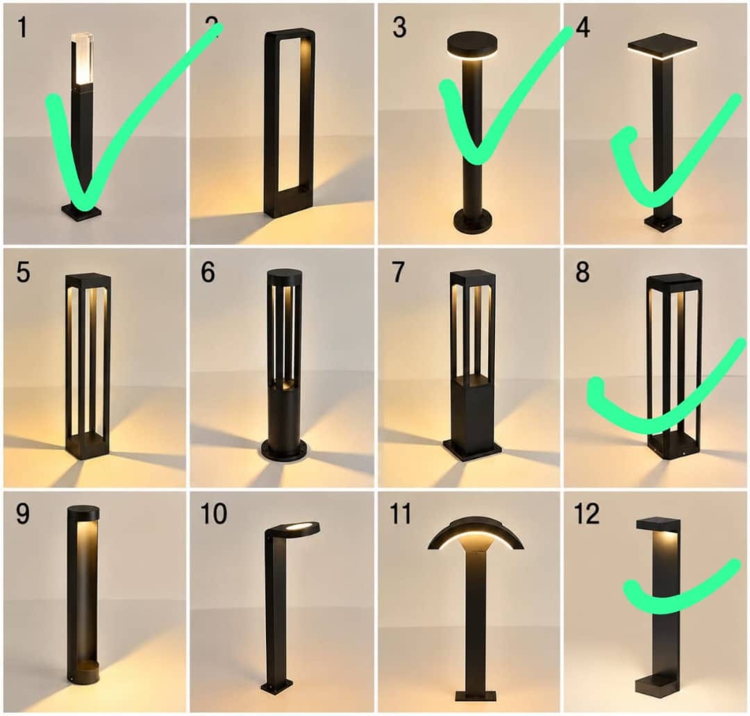 Outdoor LED Bollard Lights (Selection Sheet — To Be Confirmed)